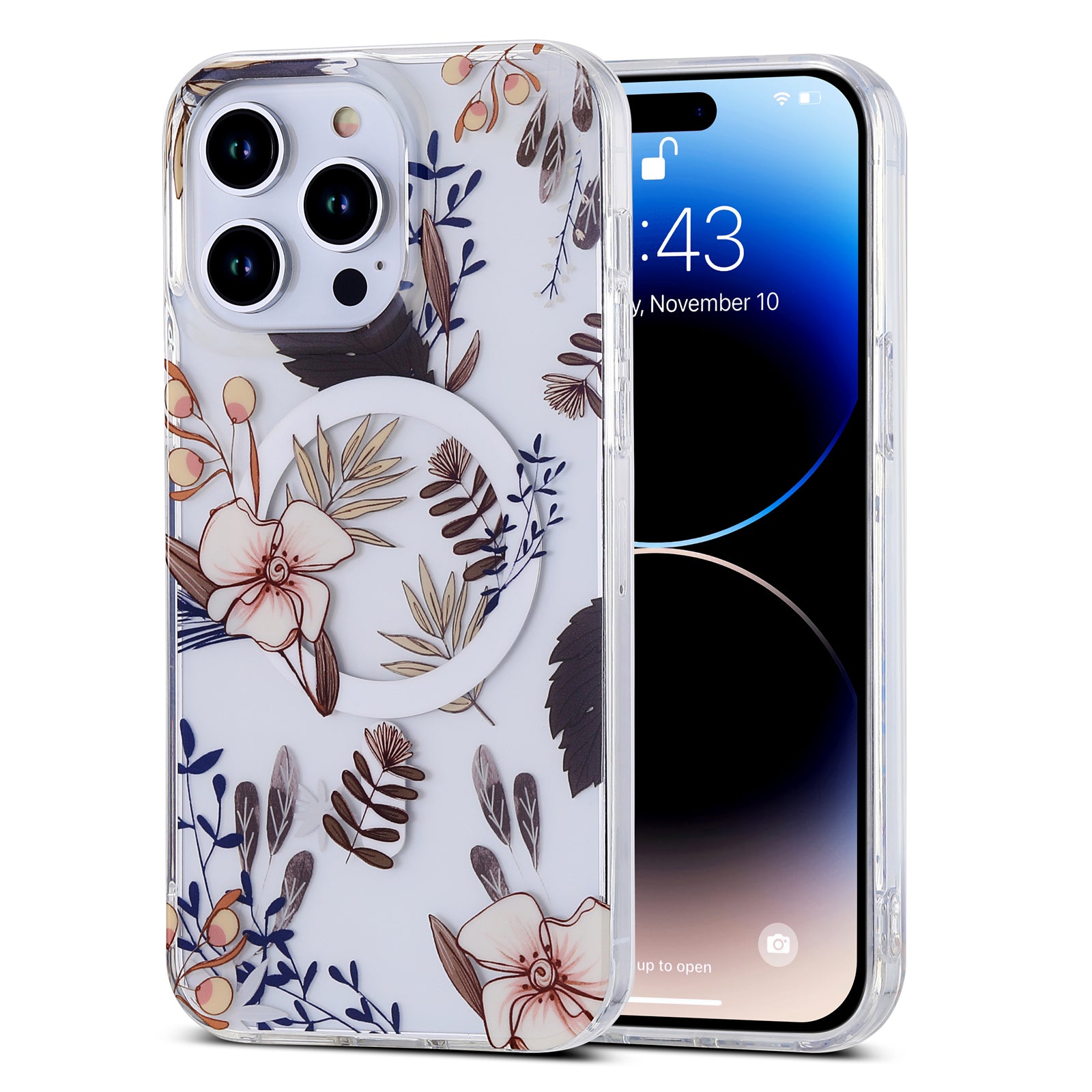 Spring Series Magnetic Phone Case for iPhone 14 Pro Compatible with MagSafe Clear TPU Flower IMD Design Cover Spring Series Magnetic Phone Case for iPhone 14 Pro Compatible with MagSafe Clear TPU Flower IMD Design Cover